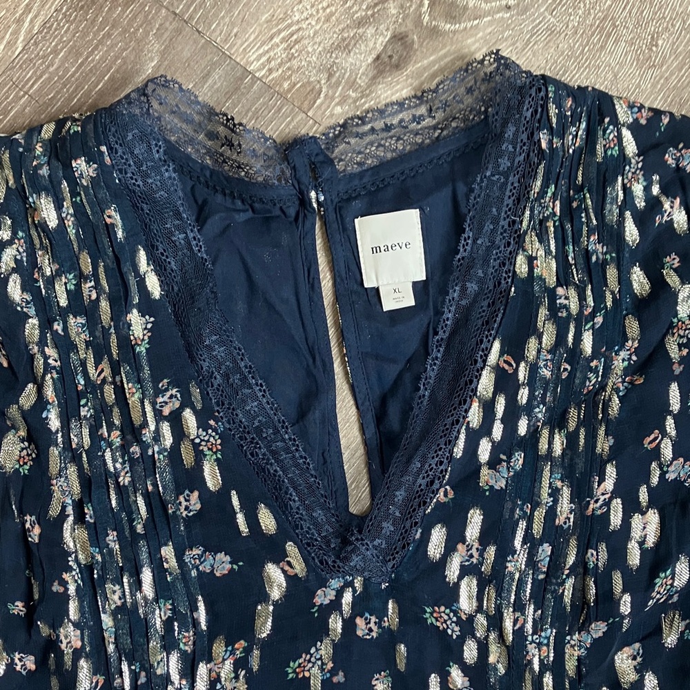 Anthropologie Maeve V-Neck Lurex Tiered Mini Dress. - Picture 11 of 16